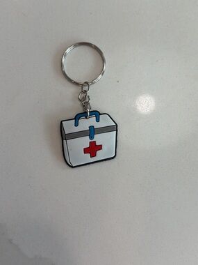 Medical Kit Keychain - White with Red Cross